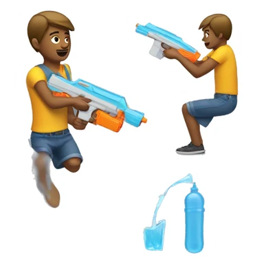 A guy shooting a water gun sticker