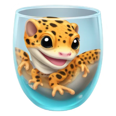 orange leopard gecko in a glass cup sticker