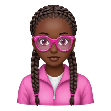 dark skinned girl with pink glasses and cornrows sticker