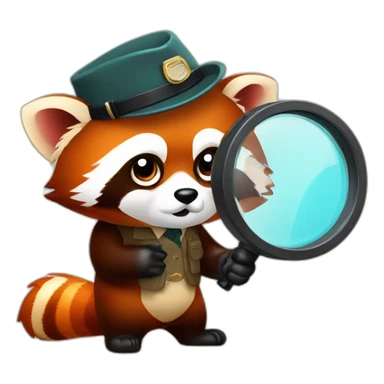 Red panda detective magnifying glass sticker