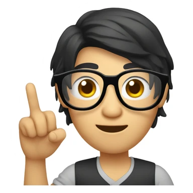 vietnamese developer black hair with eye glasses, hand with index finger pointing up sticker
