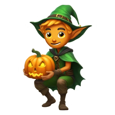 pumkin elf male casting a spell sticker