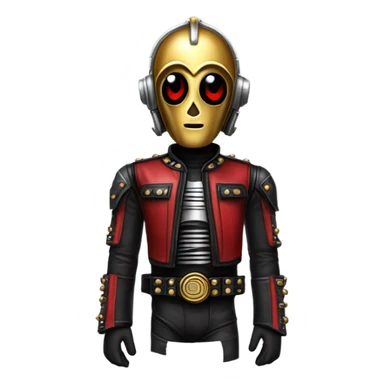  c3Po wearing Satan’s leather biker outfit walking sticker