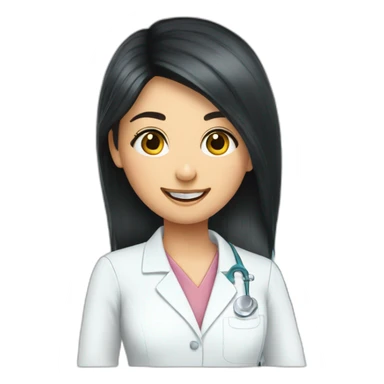 Dentist-girl-eyesmile-black middle straight hair-dental chair sticker