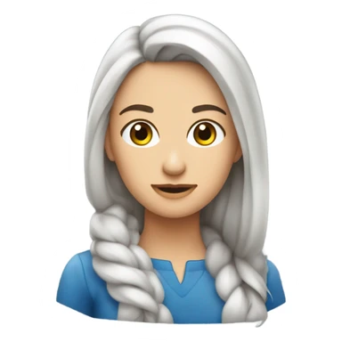 Brunetka w długich prostych włosach z niebieskimi oczami w różowej koszulce sticker