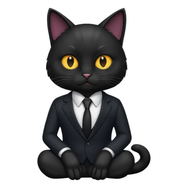 real cat black siting with a suit on sticker