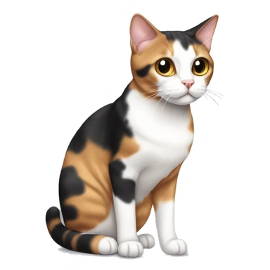 side view full body fat shorthair calico cat sticker