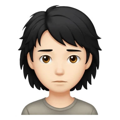 Cabelo bagunçado meio pequeno preto com cor de pele branca sticker