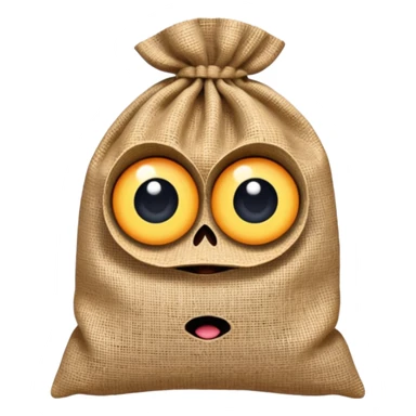 whimsical burlap sack creature with big eyes, textured sticker