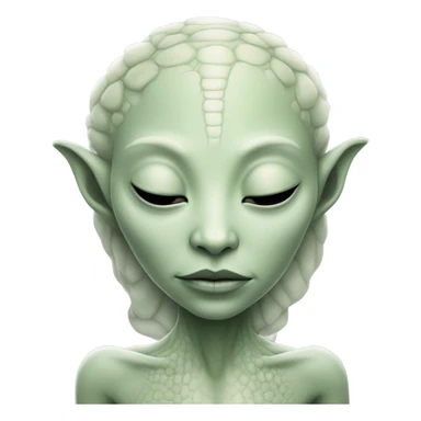 a Reptilian alien white woman, full body, sleeping sticker