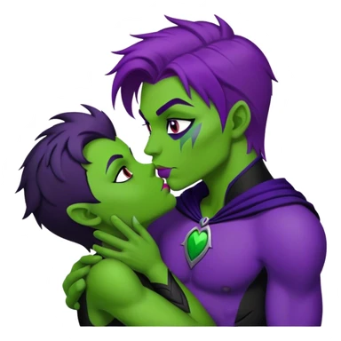 Beast boy kiss raven sticker