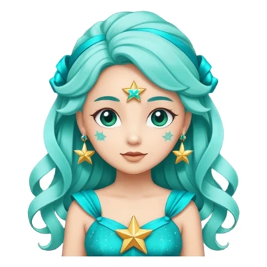 Stella sparkle sprite guardian of sparkle theater star-shaped head and a turquoise dress and ribbon sticker