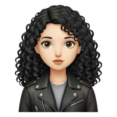 Chica blanca, con cabello negro largo y rizado, con chaqueta de cuero,arquitecta sticker