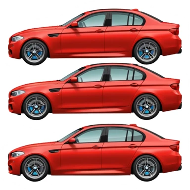 black BMW F10 M5 side view, simple and rounded, cartoonish, in the style of the red car iOS emoji sticker