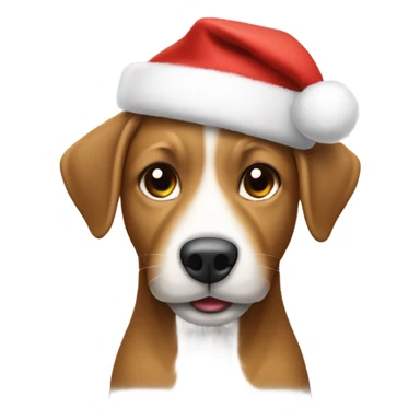 Un perro feliz con gorro de navidad  sticker