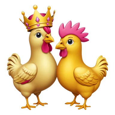 Dos pollos uno con un moño y el otro con una corona  sticker
