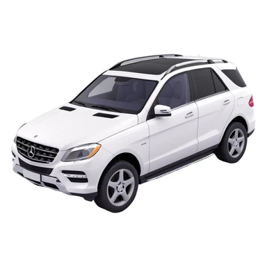 2015 Mercedes Benz ML350 SUV, white exterior, black interior, side angle, exterior doors open, 3D style sticker