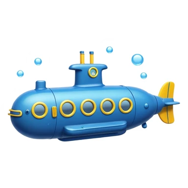 blue mini single submarine in cartoon  sticker