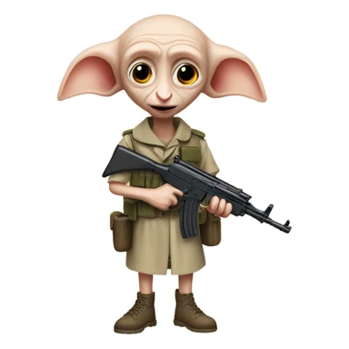 Dobby in the military with a ak47 sticker