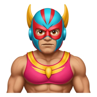 Mexican wrestler portrait, head and shoulders only, colorful luchador mask, muscular collar, confident expression, 3D cartoon, mobile game icon style, clean background, no text, no watermark
 sticker