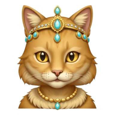 ancient cat with gold jewerly on head, half body sticker