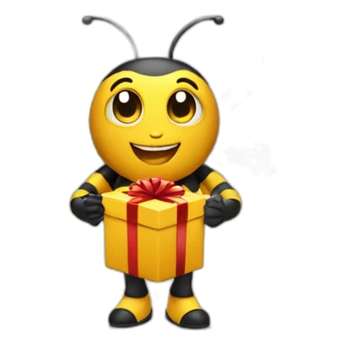 Bee with a gift box on his hands  sticker