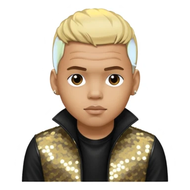 Chris Brown with blonde hair, black sequin outfit sticker