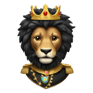 Un león alegre y elegante de pelo negro con corona de brillo de Reyna  sticker