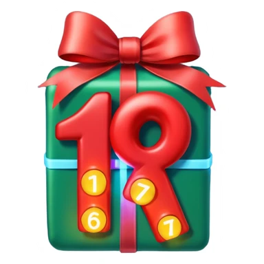 the number "1637" with Christmas lights wrapping it sticker