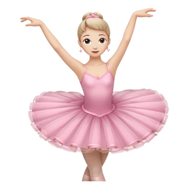 A graceful ballerina in a pink tutu, spinning lightly with arms curved elegantly.
 sticker