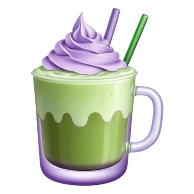 Iced matcha latte with lavender foam on top sticker