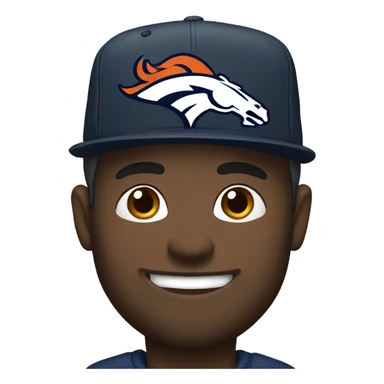 Black man with broncos hat sticker