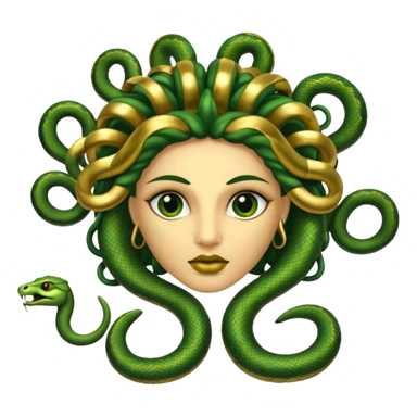 The Sicilian Medusa in gold and green and make the snake hair have snake faces  sticker
