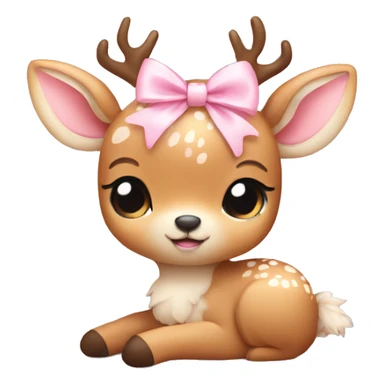 cute deer curled up with light pink bow  sticker
