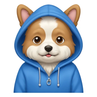 Dog wearing a blue hoody sticker