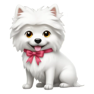 white spitz dog with a bow on his head sticker