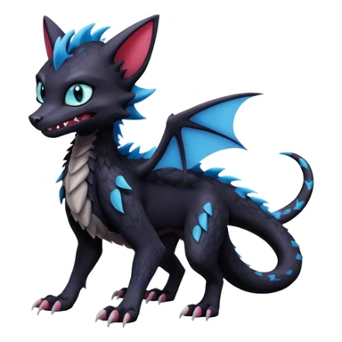 Cynder-Toothless-Sergal-Lykoi-Pokémon-Fakémon-creature-hybrid sticker