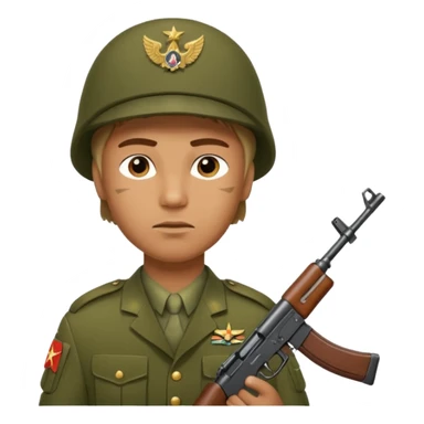 a guy holding ak-47 wearing military uniform sticker