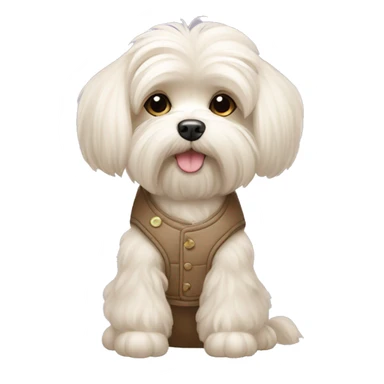 A beige Maltese dog in a vest MATROSOVA sticker