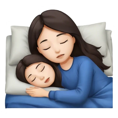 Long hair pretty Asian brunette girl waking up still asleep sticker