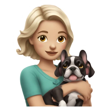 Girl with a meral frenchie puppy sticker