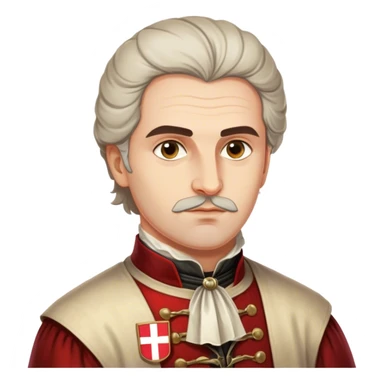 Cinematic Realistic Marko Marulić Portrait Emoji, depicted as a celebrated Croatian writer with a reflective expression and period clothing, rendered with rich textures and warm literary lighting that captures his historical influence. sticker