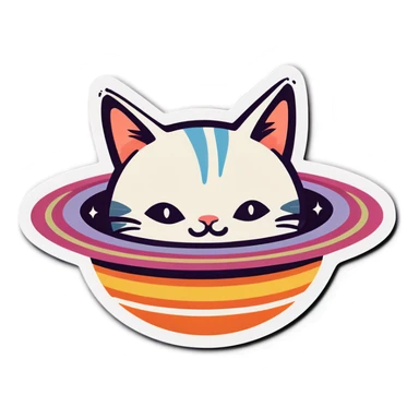 Cat Saturn sticker