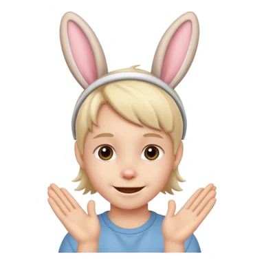 kid with bunny ears sticker