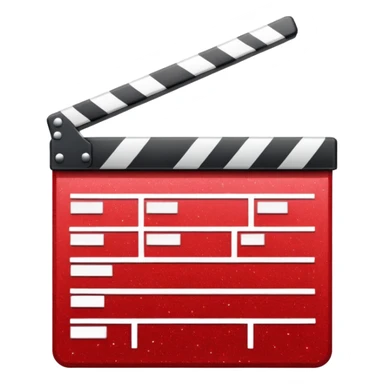 red clapperboard used in filmmaking, cute and stylish design with glitter sticker