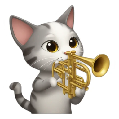 A cat that plays the trumpet sticker