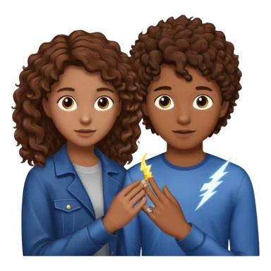 a 15 year old girl with brown curly hair but she has lightnings in it with a brown haired boy who gave her a promise ring sticker