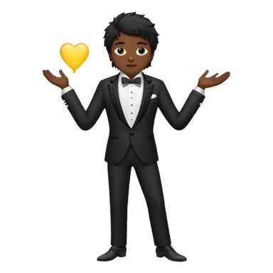 Chico moreno, pelo negro, smoking cuerpo entero pelo revuelto sticker