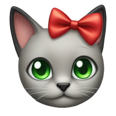 black cat with green eyes and red bow sticker