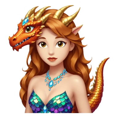 Am amazing blend of a half dragon woman with glittering jeweled scales covering her body. She has large almond shaped eyes, lush lips, and she wears a stunning luminescent gown. sticker